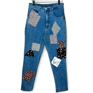 RARE Vintage Zanadi 90s Floral Patchwork High-Waisted Mom Jeans Size 29